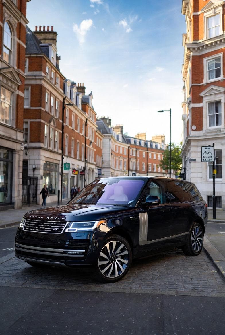 Black Range Rover luxury SUV on a London street