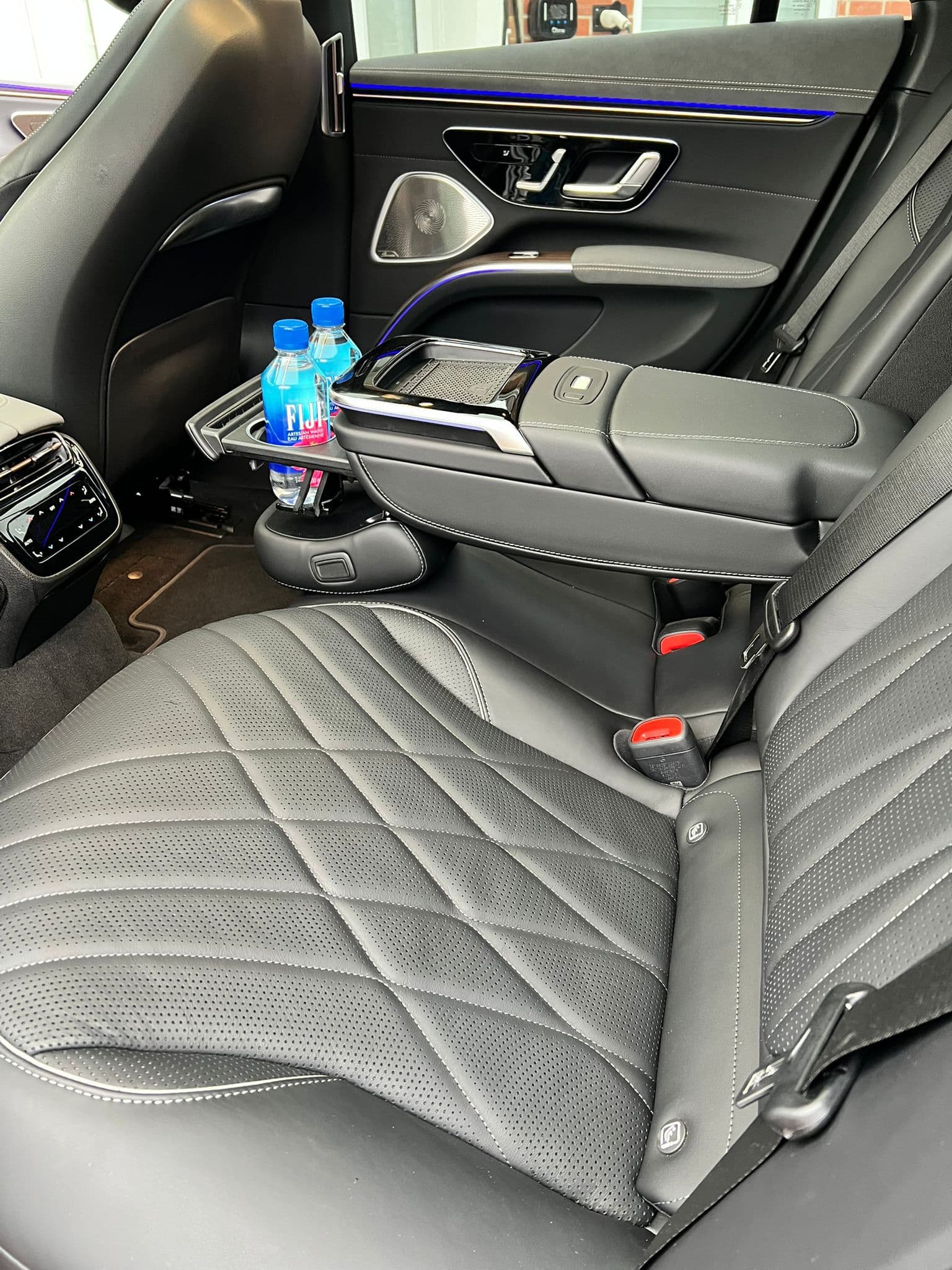 Mercedes rear seat with quilted leather and ambient lighting